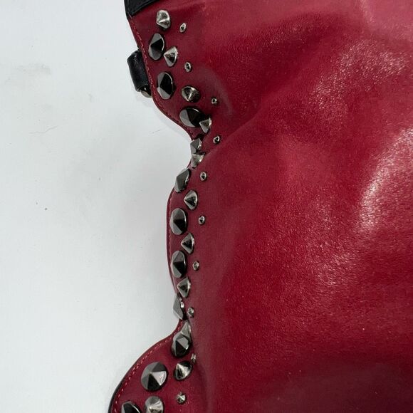 Jimmy Choo Laptop Holder/Clutch/Wristlet Black and Red Leather With Studs - Picture 6 of 16